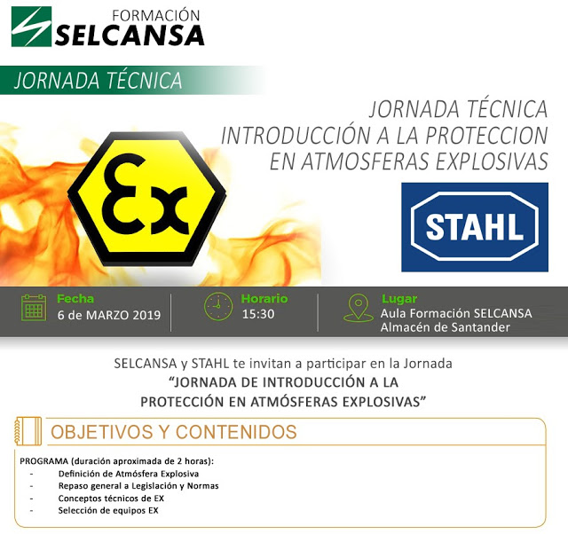 <!--:es-->Selcansa y Stahl te invitan a una jornada técnica: Introducción a la Protección de Atmósferas Explosivas<!--:-->