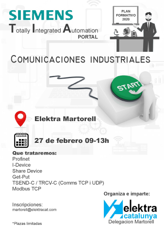 <!--:es-->FORMACIÓN: Elektra Catalunya Martorell impartirá una formación en Comunicaciones Industriales<!--:-->