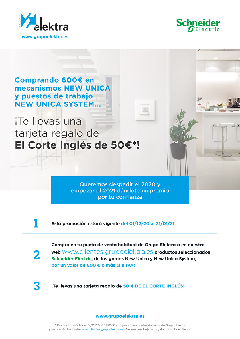 cartel promoción schneider New Unica y New Unica System