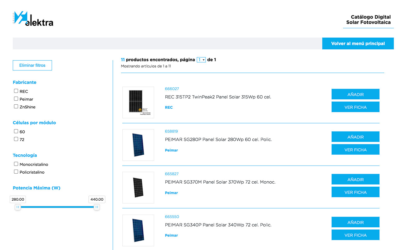 catálogo digital Solar fotovoltaica herramienta digital