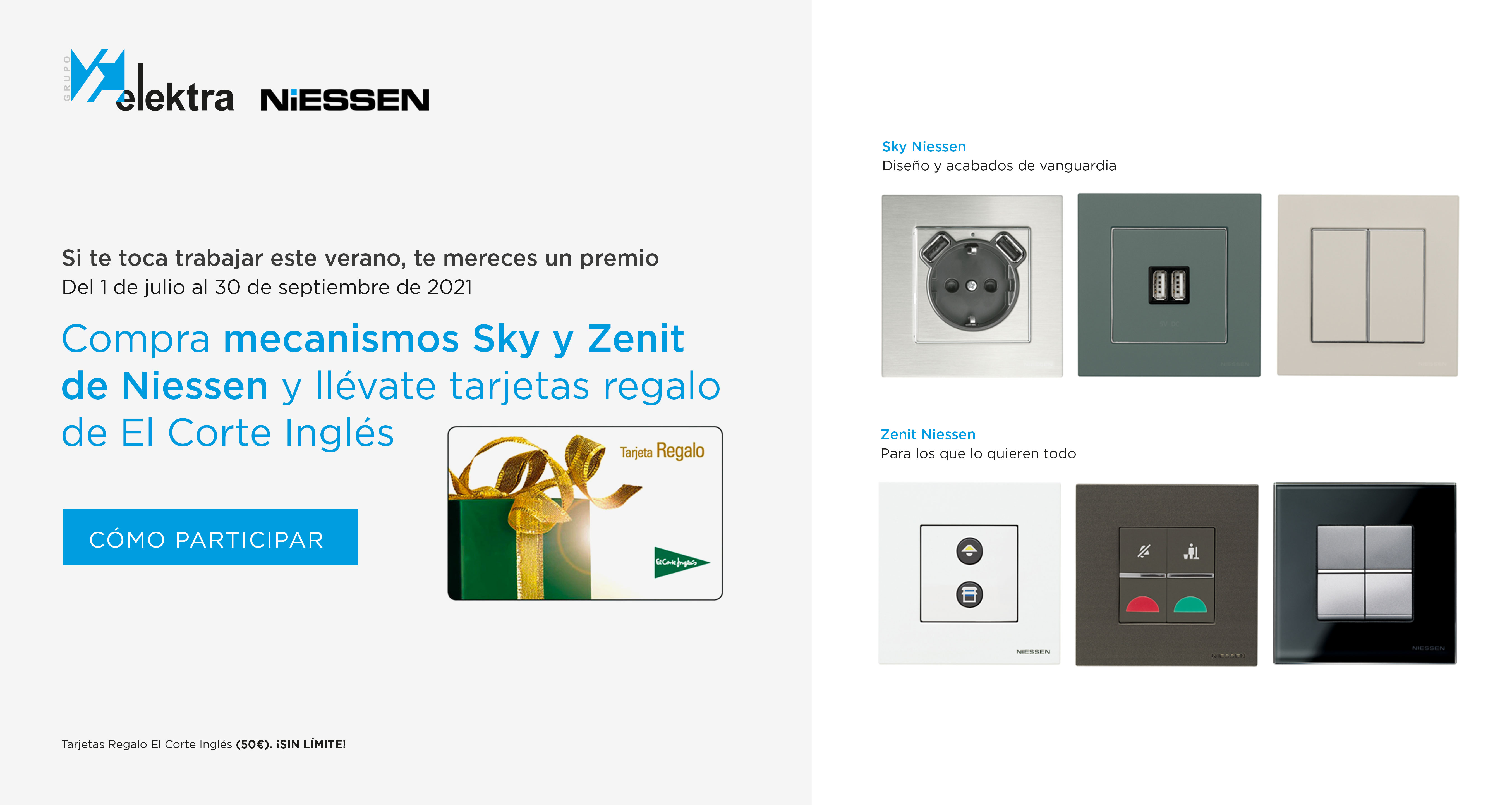 Compra mecanismos Sky y Zenit de Niessen y llévate tarjetas regalo