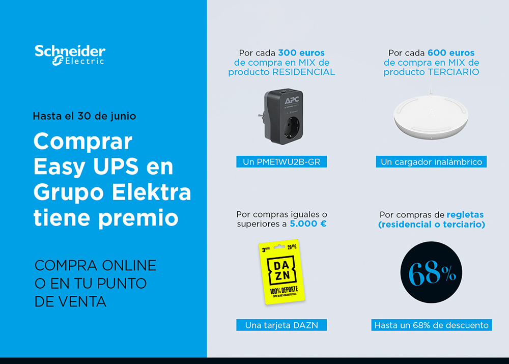 banner promoción Schneider Electric gama Easy UPS de Grupo Elektra