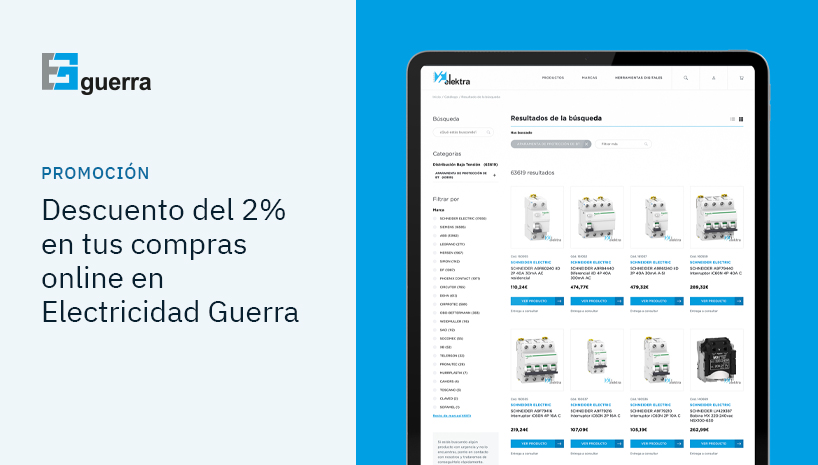 Si eres cliente de Electricidad Guerra obtén un 2% de descuento en TODAS tus compras online