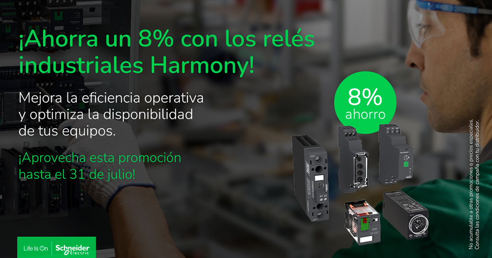 campaña schneider electric relés industriales Harmony 