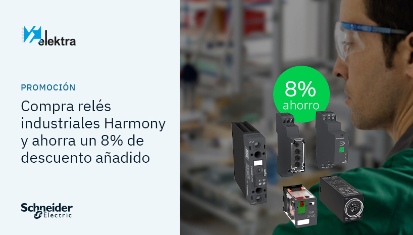 Compra relés industriales de Schneider Electric y ahorra un 8% de descuento