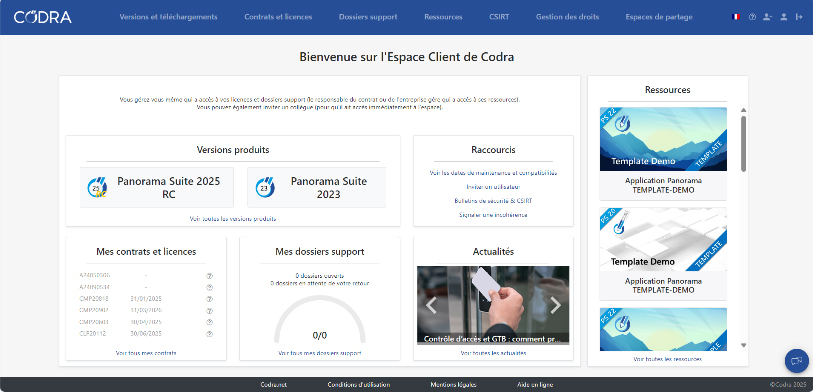 el portal my.Codra.net se actualiza constantemente 